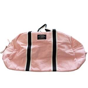 Vintage Ralph Lauren Polo Canvas Tote Bag Pink White Pinstripes Navy Handles NOS